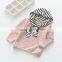 S60619B 2017 New autumn kids girls striped clothing t-shirt long sleeve hood shirt