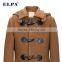 ELPA Tan wool long slim fit winter overcoat with removable cap for boy