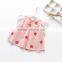 Wholesale full strawberry printing t shirt no sleeve children tops custom pattern