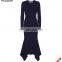 Women Fashion Asymmetric Hem Wool Rib Sweater Dress
