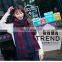 knitted scarf 220*50cm with 2*10cm fringe 2017 new design woman scarf two-tone pattern scarf