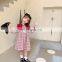 2020 autumn new girls red grid navy dress big collar dress Korean version