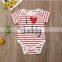 2019 summer black white striped "i love daddy" letter print kdis cotton rompers baby short sleeved jumpsuits 0-2years