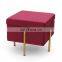 Customized Modern And Fashion Classic Color Blending Breey Red Velvet Stool Storage Ottoman With Golden Metal Legs