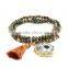 druzy charm natural stone beads wrap bracelet for women