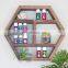 Rustic Hexagon Floating Shelves Wall Hanging Rack Multi-Layer Vintage Solid Wood Storage Shelf