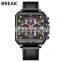 BREAK 5645 Men'S Fashion Casual Auto Date Leather Quartz Rectangle Watch