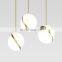 White Glass Lampshade Gold Ball LED Pendant Light Modern Ceiling Hanging Light For Bedroom Indoor Chandelier