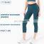 Hot Ribber Fabric Capri Sport Legging High Waist Women Yoga Pants Splice Color OEM