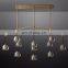 Gold linear luxury crystal glass modern chandelier for dining room area living table pendant lights