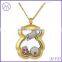 Gold plated stainless steel teddy bear locket pendant necklace