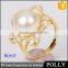 2015 Promotion latest fashion flower pearl ring designs for women