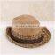 QXSH0051 raffia straw hat Fashion top Bowler hat with ribbon cowboy Summer beach hat for men