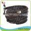 Colored Stone Mix Steel Bead With Clasp Handmade Leather Wrap Bracelet Wholesale