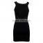 Latest Black Dress Designs Long Sleeveless Bodycon Women Dress