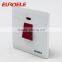 British standard white PC panel faceplate 45A touch wall switch with neon