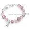 2016 fashion pink alloy glass bracelet
