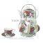 ceramic tea set with metal rack , 13pcs tea/cofee set