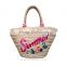 New Popular design women embroideried words beach straw bags