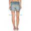 2015 fade distressed whiskered rolled up skinny women jeans shorts JXQ1012