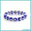 Bling Jewelry Evil Eye Glass Beads 10mm Dark Blue Stretch Zircon Tennis Bracelet 925 Sterling Silver