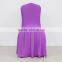 Purple ruffled spandex chair cover for banquet chair