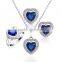 Factory Direct Marquise Gold Plated Jewelry Set Heart Shape Sapphire Necklace Earring Ring