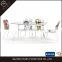 Metal Legs Powder Coating Clear Glass Dining Table in LANGFAGN