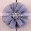 fabric chiffon flower with rhinestone in center for kids hair accessories