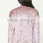Wholesale Pink Fashion New Bomber Jackets Crushed Zip Up Front Sports Baseball Varsity Jackets Polyester Velvet Bomber Jacket