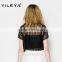Hollow Out Net Designed Sports Style Latest Summer Fashion Women Blouses Elegant, Lace Embroidery Blouse