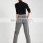 High quality women elastic waist cotton sports pants plain black