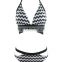 Sexy Triangle Bikini Halter Multi Strap Top & Split Band Bottom Sets Swimwear Swimsuit