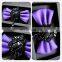 Aidocrystal Handmade Mens Bow Ties Adjustable Wedding Satin Bowtie with Black Rhinestones