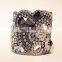 Aidocrystal Handmade New design hot sell Rivet black bride wedding crystal jewelry rhinestone Wide Bracelet