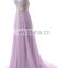 Deep V-neck Chiffon Vintage Formal Evening Dress 2016 A-line Criss Cross Strap Back Sequined Beaded Prom Dress Avondjurken Lange