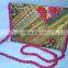 2015 New Valentines Womens Ladies Vintage Banjara Colorful Hand Zari Embroidered Unique Patch Handbag Clutch Tote Purse Pouch