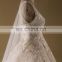 Vintage V Neck A-Line Lace Applique Sequins Wedding Dress Long Tail