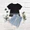 2020 Baby Girl Sets Short Sleeves Tops + Denim Skirts Children's Clothing Wholesale