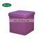 Reatai high quality cube square Linen fabric foldable ottoman storage box for house