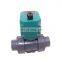 UPVC double union thread DC24V CR04 spring return normally close motorized  solenoid PVC plastic valve