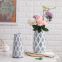 Countryside European White Black Diamond Stripe Jingdezhen Ceramic Flower Vase For Home
