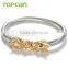 Topearl Jewelry Stainless Steel Gold-tone Dragon Heads Twisted Bangle MEB465