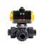 Hot Sale AC220V DN25 1inch 3 Way Plastic PVC Pneumatic Actuator Ball Valve