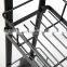 3 Tier Rolling Utility Cart with Wheels Multifunctional Metal Storage Cart Organizer Adjustable Trolley Cart with Handle