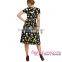 Dot Floral Print Keyhole Vintage Swing latest design muslim dress