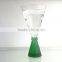 handmade green colour stem glass wine glass