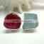 Ruby & Aquamarine Rough Natural Gemstones Rings, Matt Finish Adjustable Rings, 925 Solid Sterling Silver Rings