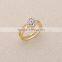 New style two layers design rhinestone gold woman rings for wedding