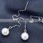 Ladies Fashion Silver Ear Line Pearl Charm Earrings